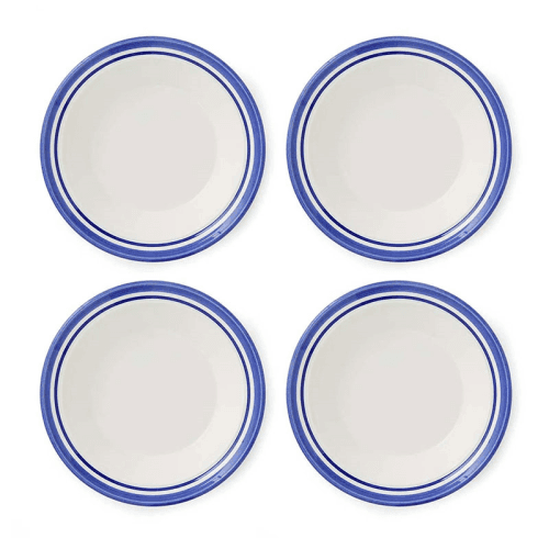 Image showing the Potter's Stripe Set of 4 Soup Plates, D21cm, Blue product.