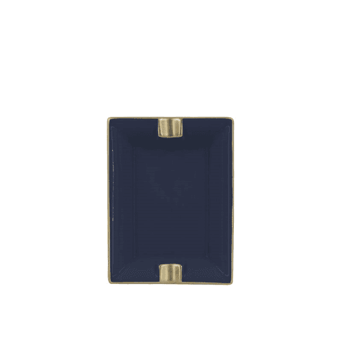 Image showing the Sous Le Soleil Ashtray, W9.5 x L11cm, Matt Gold Classic Night Blue product.