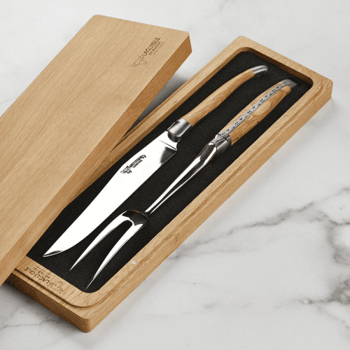 Image showing the Laguiole 2-piece Carving Set, Olive Handles product.