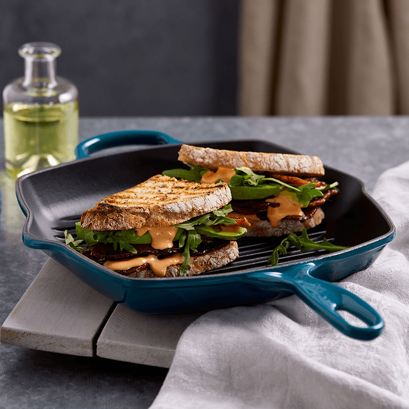 Signature Cast Iron Square grillit, Dia26cm, Deep Teal