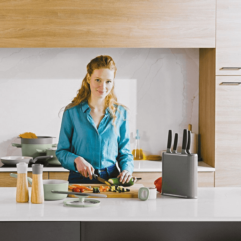 Leo Balance 6 Piece Knife Block, Grey