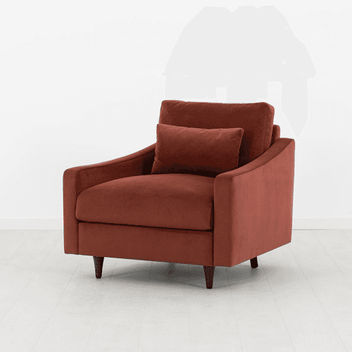 Image showing the Model 07 Velvet Armchair, Brick product.
