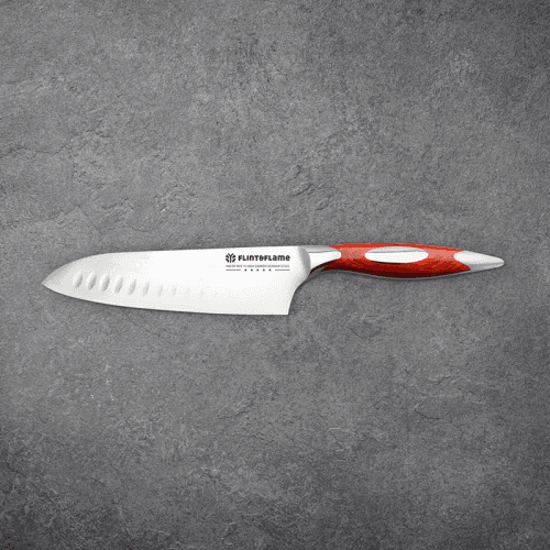 Image showing the Japanese style chef knife 6" Santoku in Wooden Box product.