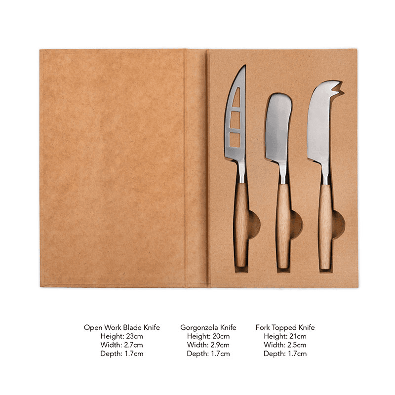 Set of 3 Cheese Knives, Oak