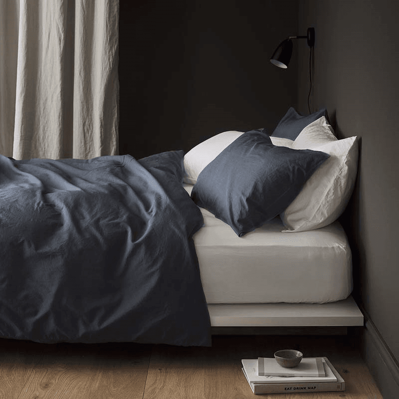 Relaxed Cotton Double Duvet Cover, Ink