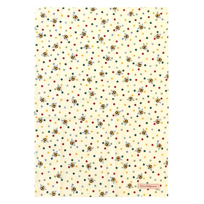 Bees Tea Towel, 75cm x 60cm, Yellow