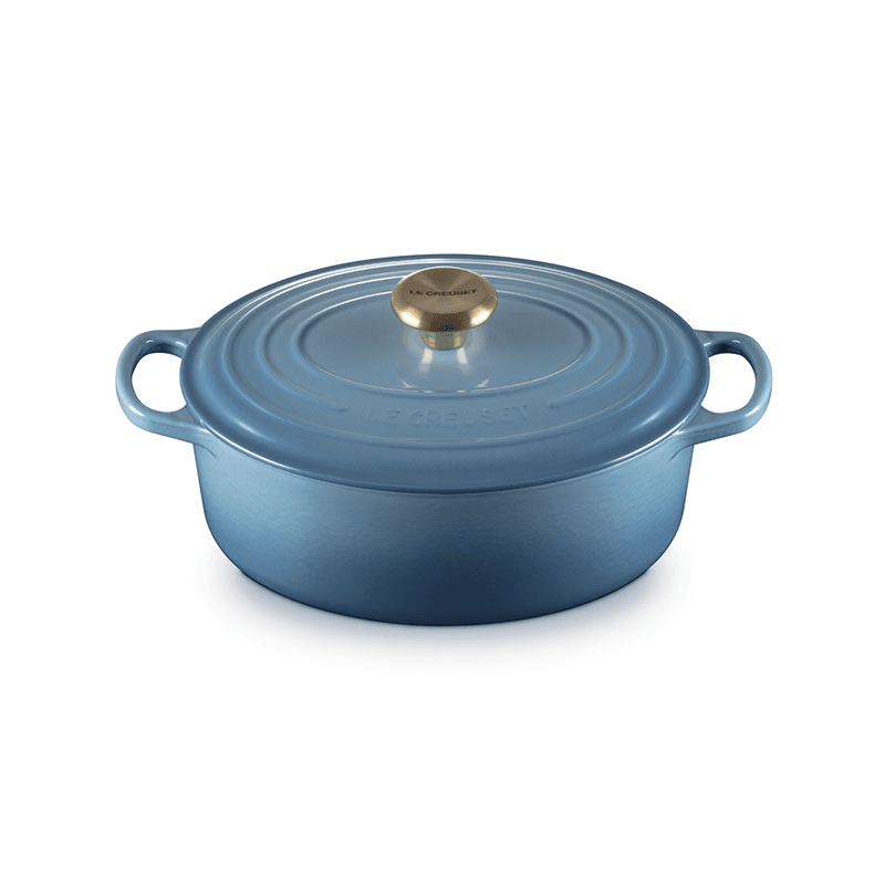 Signature Cast Iron Oval Casserole, 27cm, Chambray