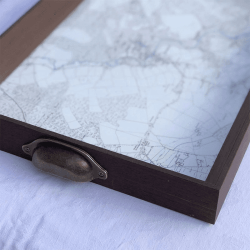 Image showing the Personalised Drinks Tray with Map Voucher, 55 x 38cm, Dark product.