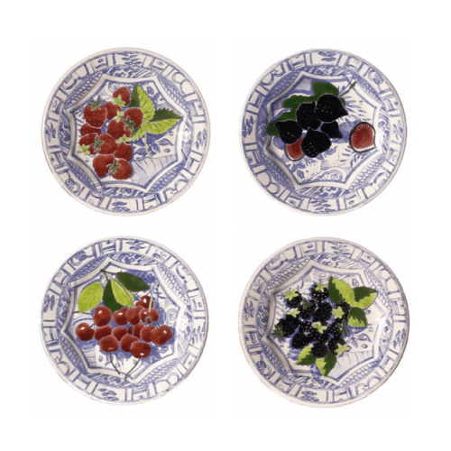 Image showing the Oiseau Bleu Fruits Set of 4 dessert plates, 22cm product.