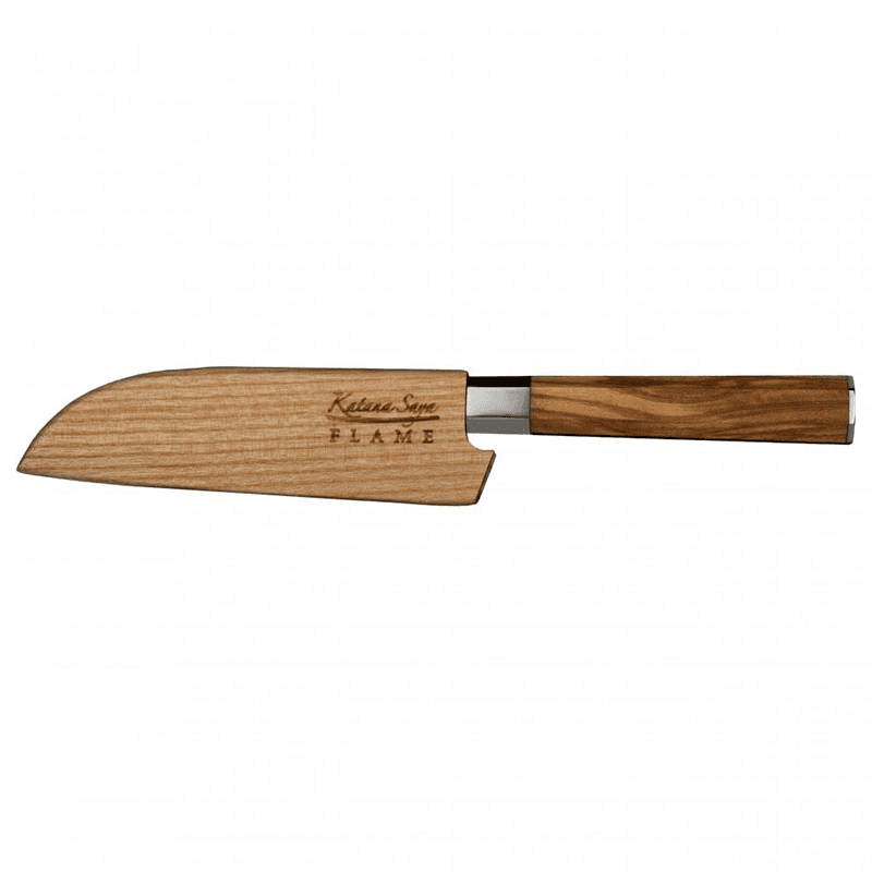 Flame Santoku Knife, 12cm, Olive Wood