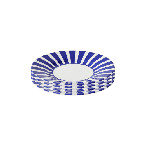 Image showing the Stecatto Set of 4 Side Plates, D18cm, White and Blue product.