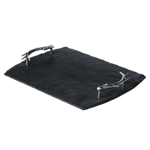 Image showing the Serving tray with antler handles, 35 x 25cm product.