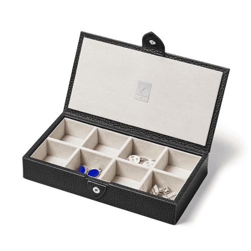 Image showing the Cufflink Box, L11.5 x W21.5cm, Black Pebble product.