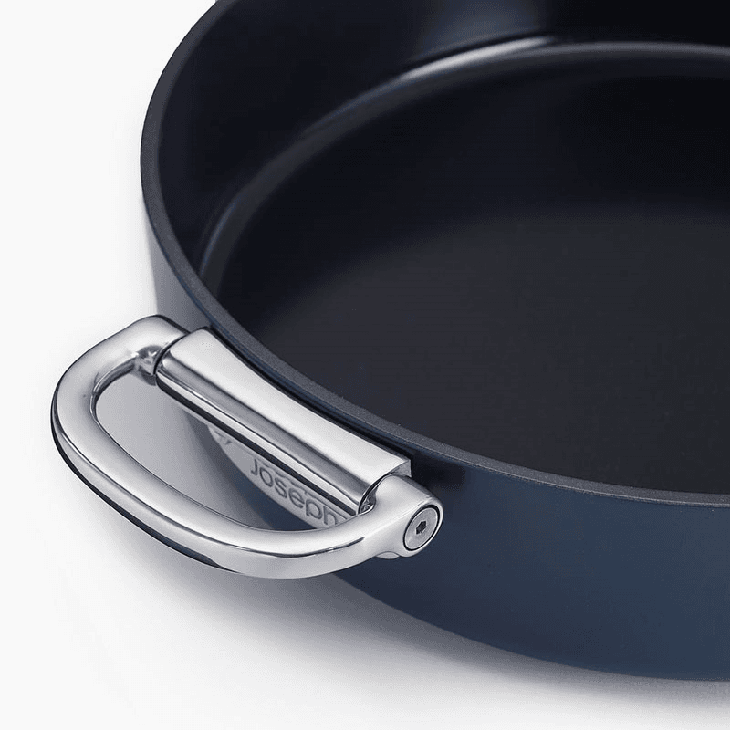 Space Folding Handle Ceramic Non-Stick 6 Piece Cookware Set, Midnight Blue