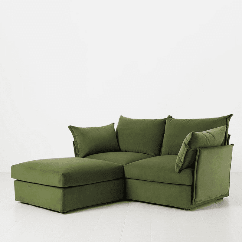 Model 06 Velvet 2 Seater Sofa With Chaise, Vine