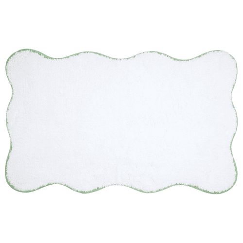 Image showing the Scalloped Piped Bath Mat, 80 x 50cm, Asparagus product.