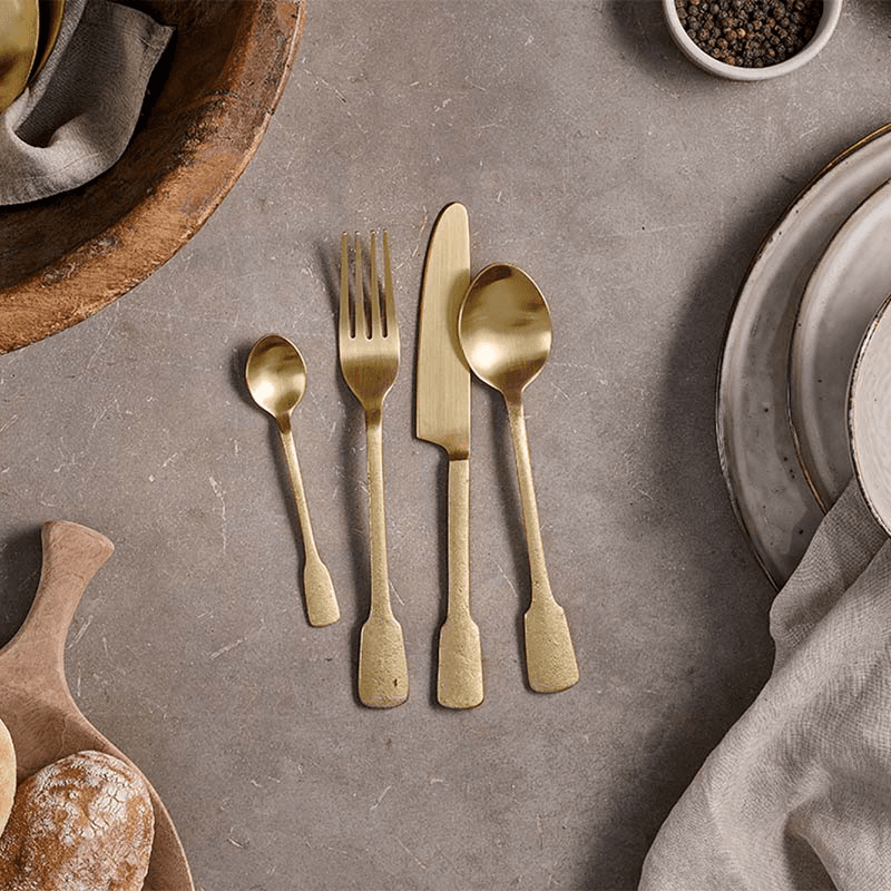 Veeta 16 Piece Cutlery Set, Brushed Gold