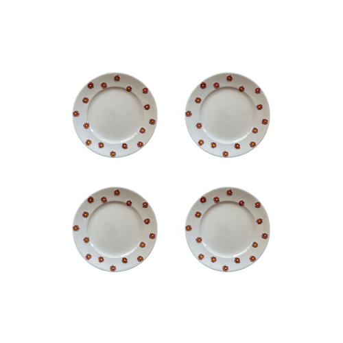 Image showing the Winter Daisy Set of 4 Side Plates, H 3cm, W 22cm, D 22cm, White product.