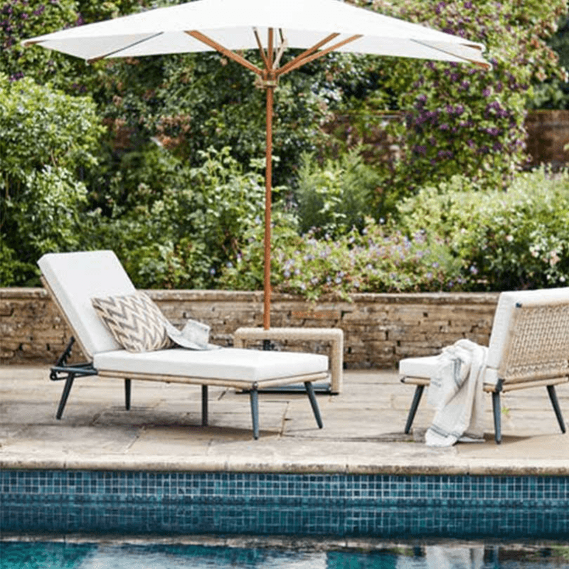 Cabrera Sun Lounger, H53 x W190 x D71cm, Cream