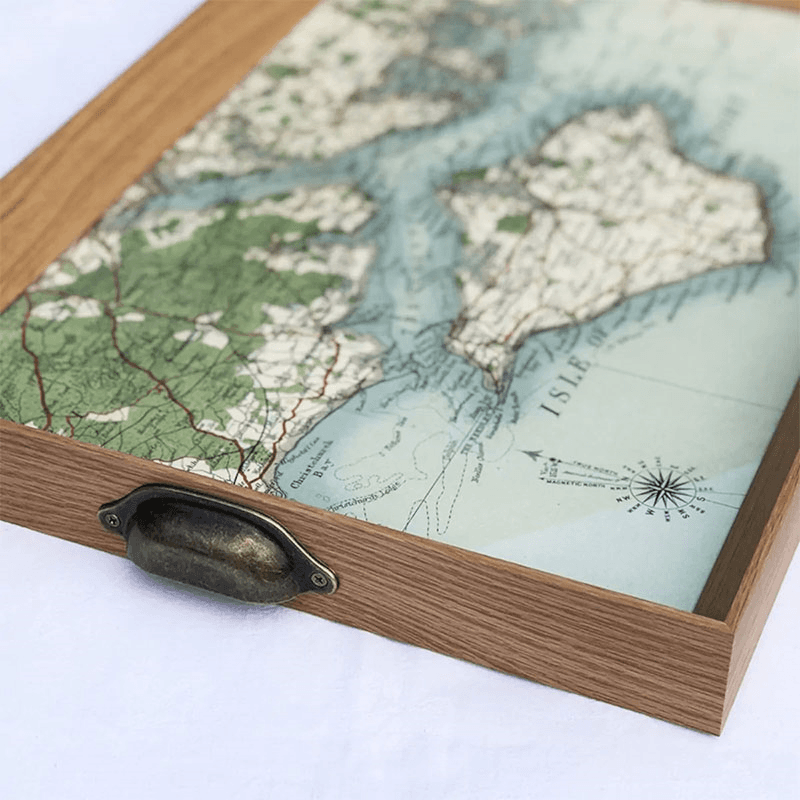 Personalised Drinks Tray with Map Voucher, 46 x 32cm, Oak, Oak