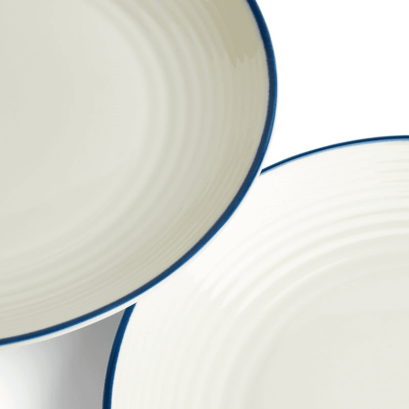 Gordon Ramsay Maze Denim Line Set of 4 Dinner Plates, D28cm, White