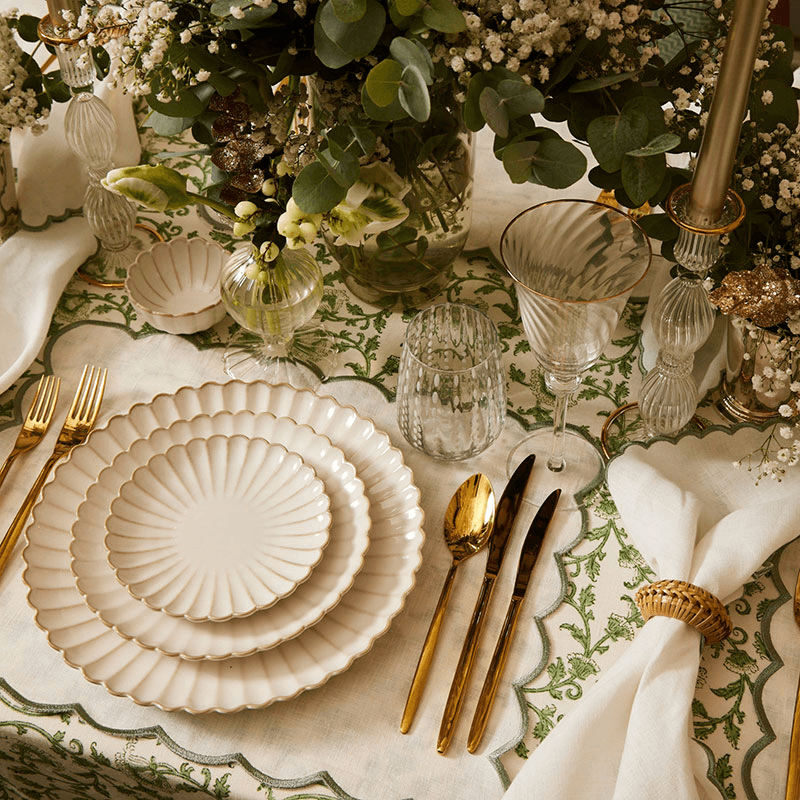 Scallop Shell Set of Charger Plates, D30cm, Oat