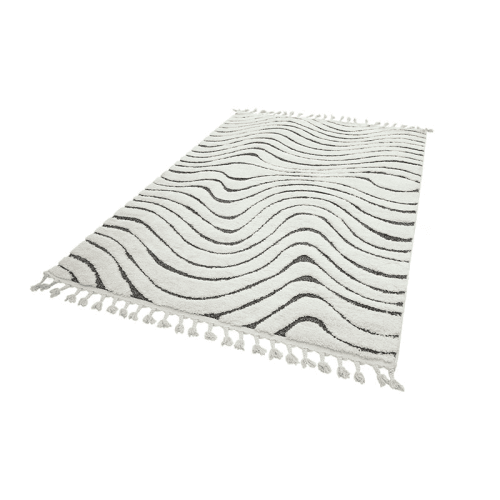 Image showing the Arianna ripple shaggy moroccan rug, 160 x 230cm, Cream product.