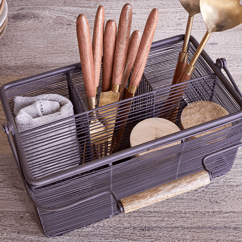 Inkollu Cutlery Holder, H16cm, Aged Brass