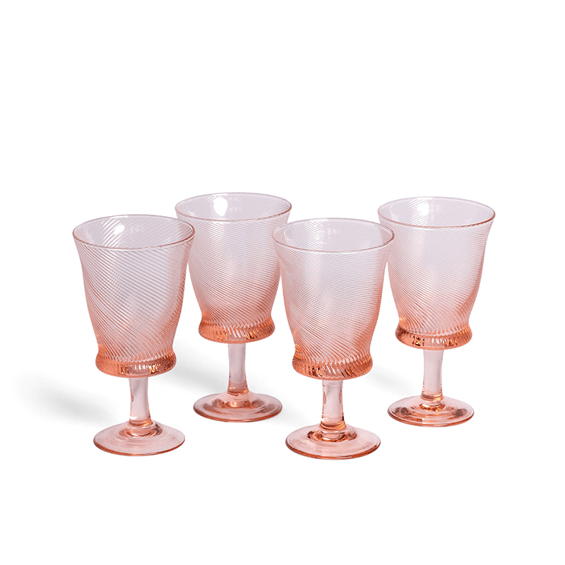 Spiral Set of 4 Wine Glasses, 175ml, Pink
