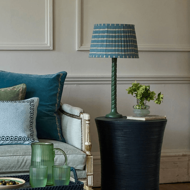 Edo Pleated Shade, D30cm, Blue & Sage Green