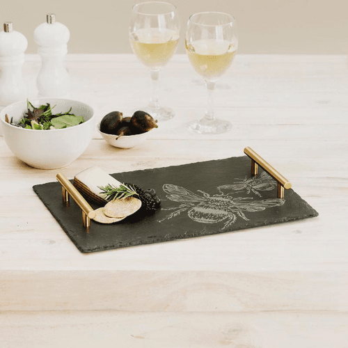 Image showing the Bee Medium Slate Serving Tray, H25 x W35cm, Black product.