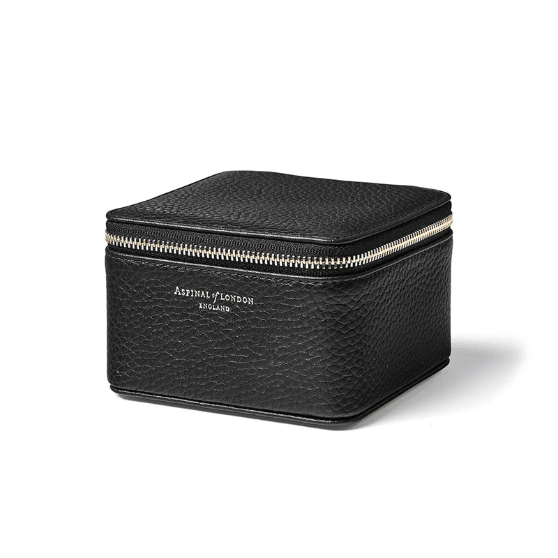 Travel Watch & Ring Box, L12 x W12cm, Black Pebble