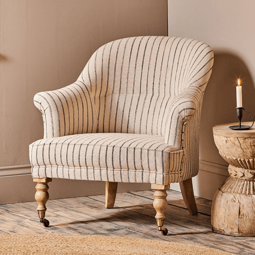 Image showing the Sanja Stripe Armchair, Off White & Charcoal product.