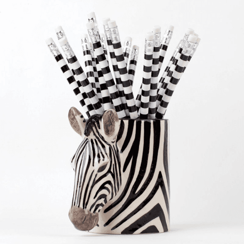 Image showing the Zebra Pencil Pot, H11cm, Black/White product.