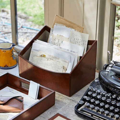 Image showing the Leather Letter Rack product.