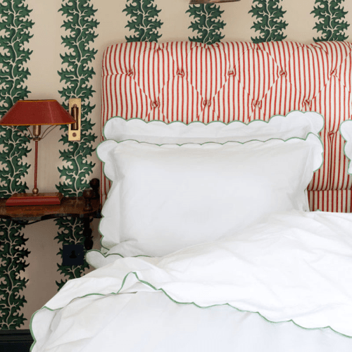 Image showing the Annabelle Scalloped Pair of Standard Pillowcases, Asparagus product.