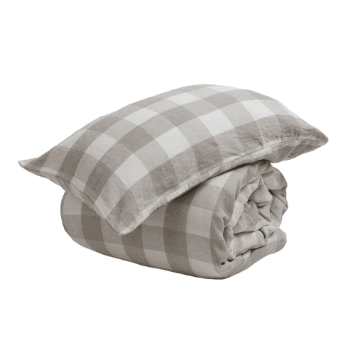 Image showing the Gracie Gingham Duvet Cover, Super King, Natural product.