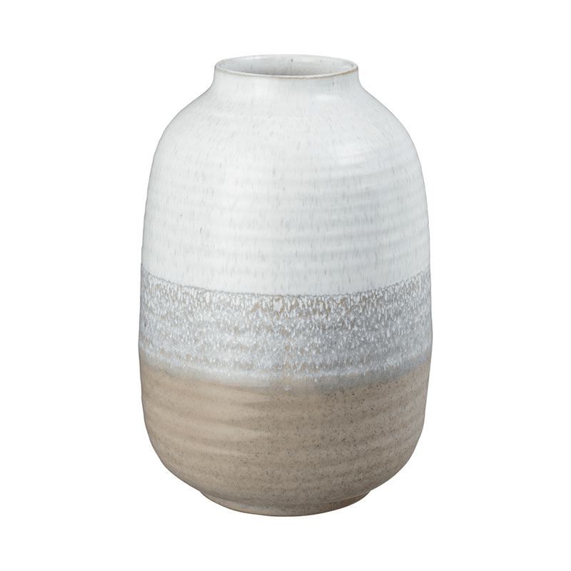 Kiln Large Barrel Vase, H26cm, Cream