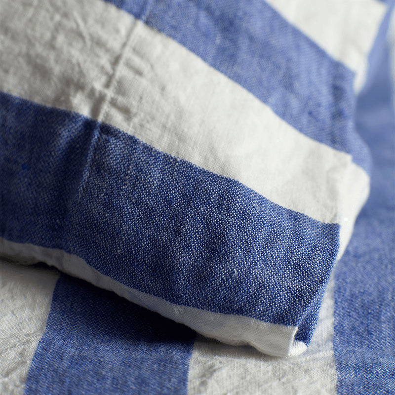 Cora Stripe Linen Duvet Cover, Double, Cobalt