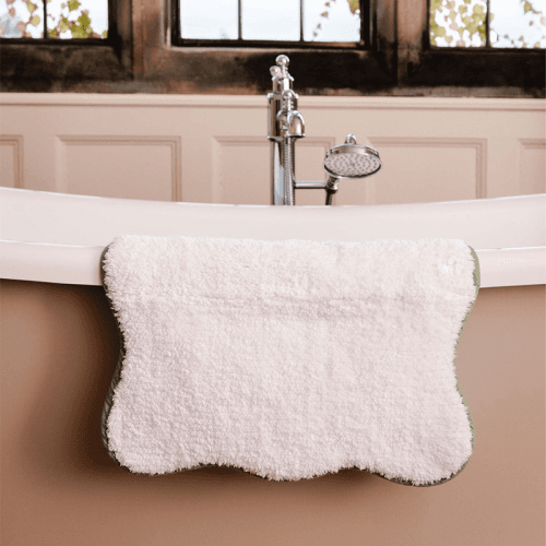 Image showing the Scalloped Piped Bath Mat, 80 x 50cm, Asparagus product.
