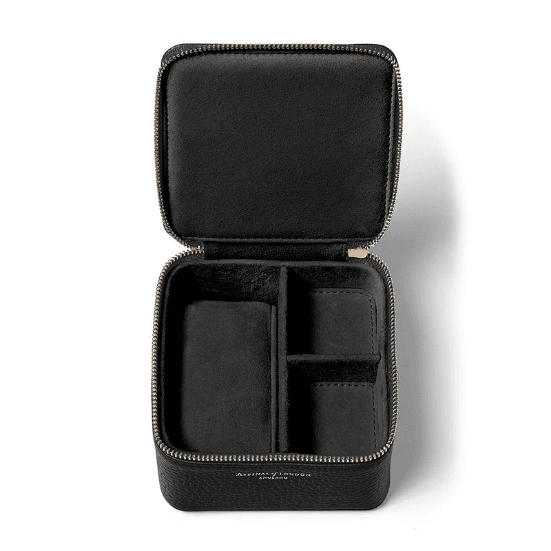 Travel Watch & Ring Box, L12 x W12cm, Black Pebble