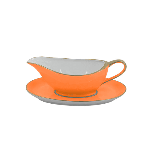 Image showing the Sous Le Soleil Sauceboat On Tray, 350ml, Matt Gold Classic Orange product.