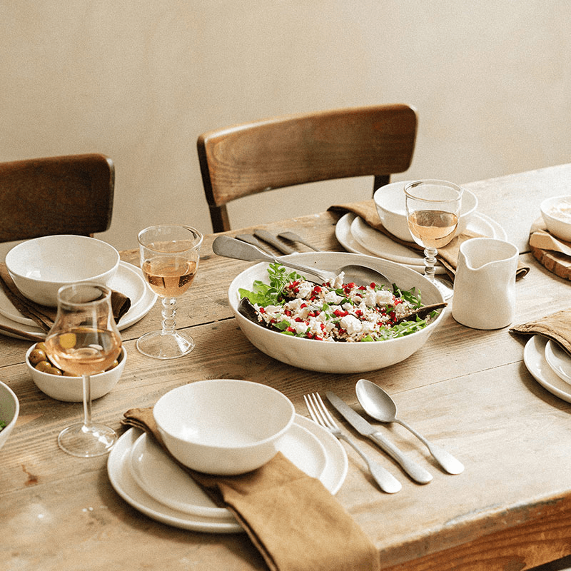Handcrafted Serving Bowl Set, Milk
