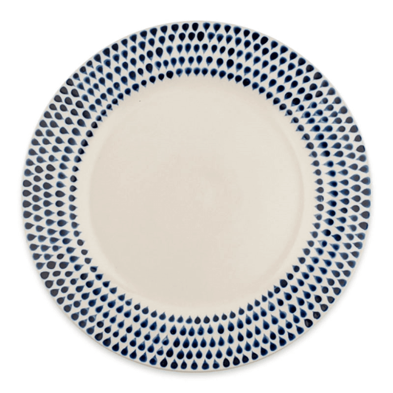 Indigo Drop 12 Piece Dinner Set, Cream & Blue