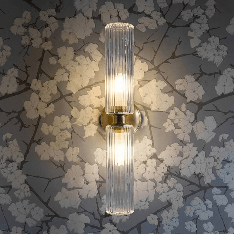 Claremont  Flutted Glass Wall Light, H40cm, Antique Brass