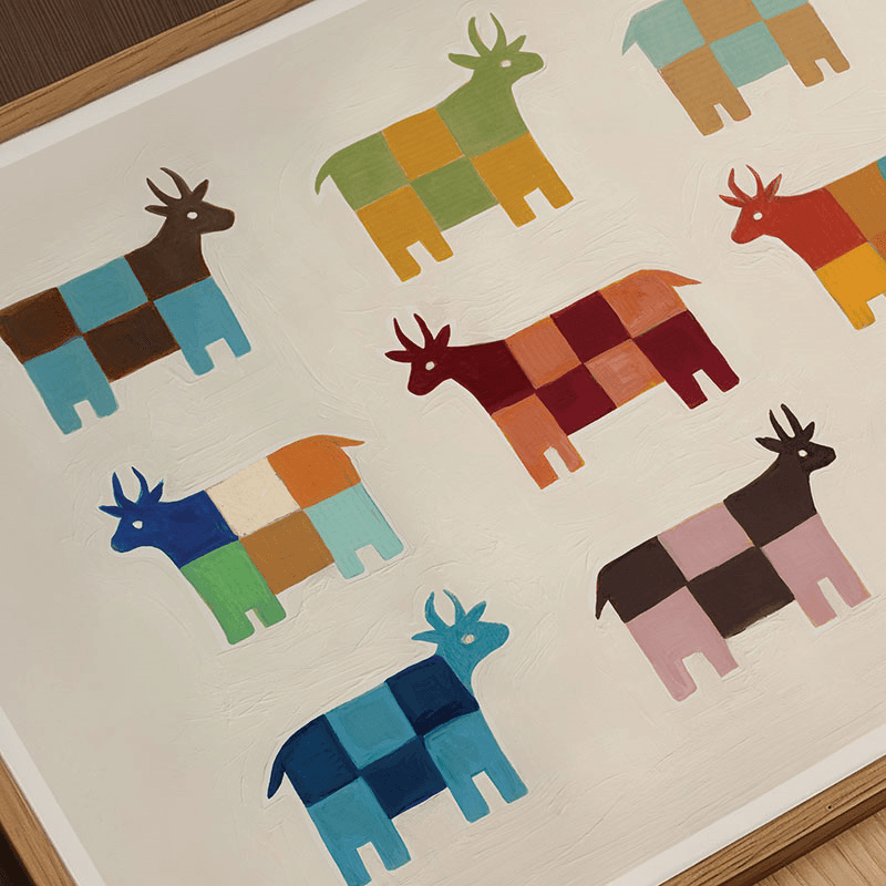 Patchwork Cows Print, A3, Multi