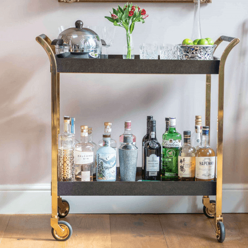 Image showing the Woodstock Drinks Trolley, Seal Brown Shagreen product.