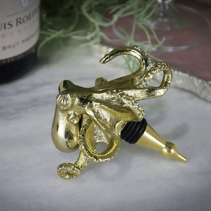 Octopus Bottle Stopper, H10cm, Gold
