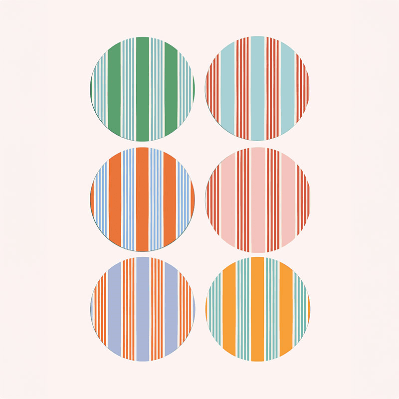 Amalfi Stripes Set of 6 Placemats, D29cm, Multi