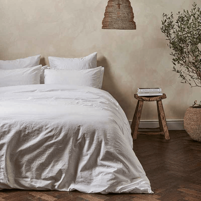 Relaxed Cotton King Size Duvet Cover, Snow